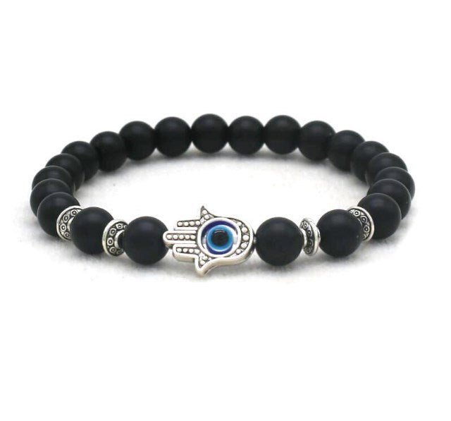 8mm Palm Eye Volcanic Stone Elastic Line Yoga Bracelet