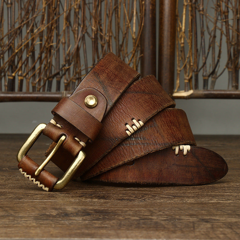 Handmade Retro First Layer Cow Leather Belt