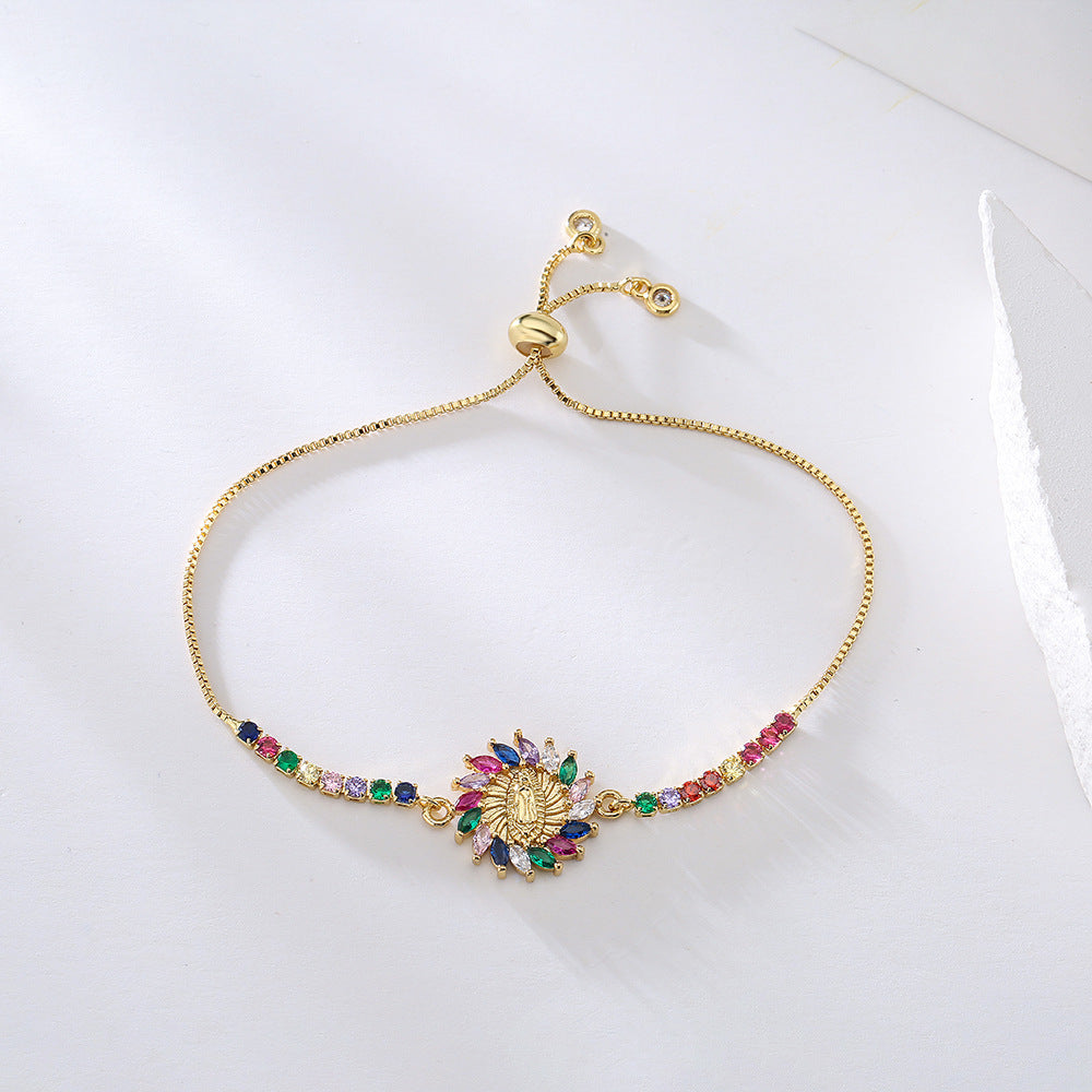 Mixed Color Zircon Geometric Charm Bracelet