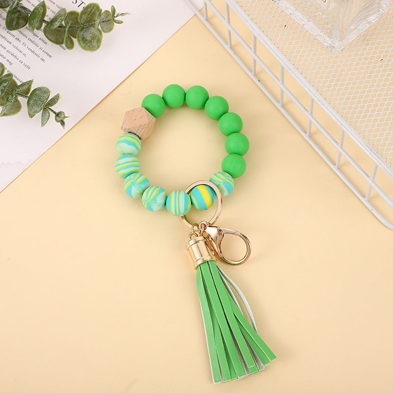 Silicone Beads Wrist Keychain Color