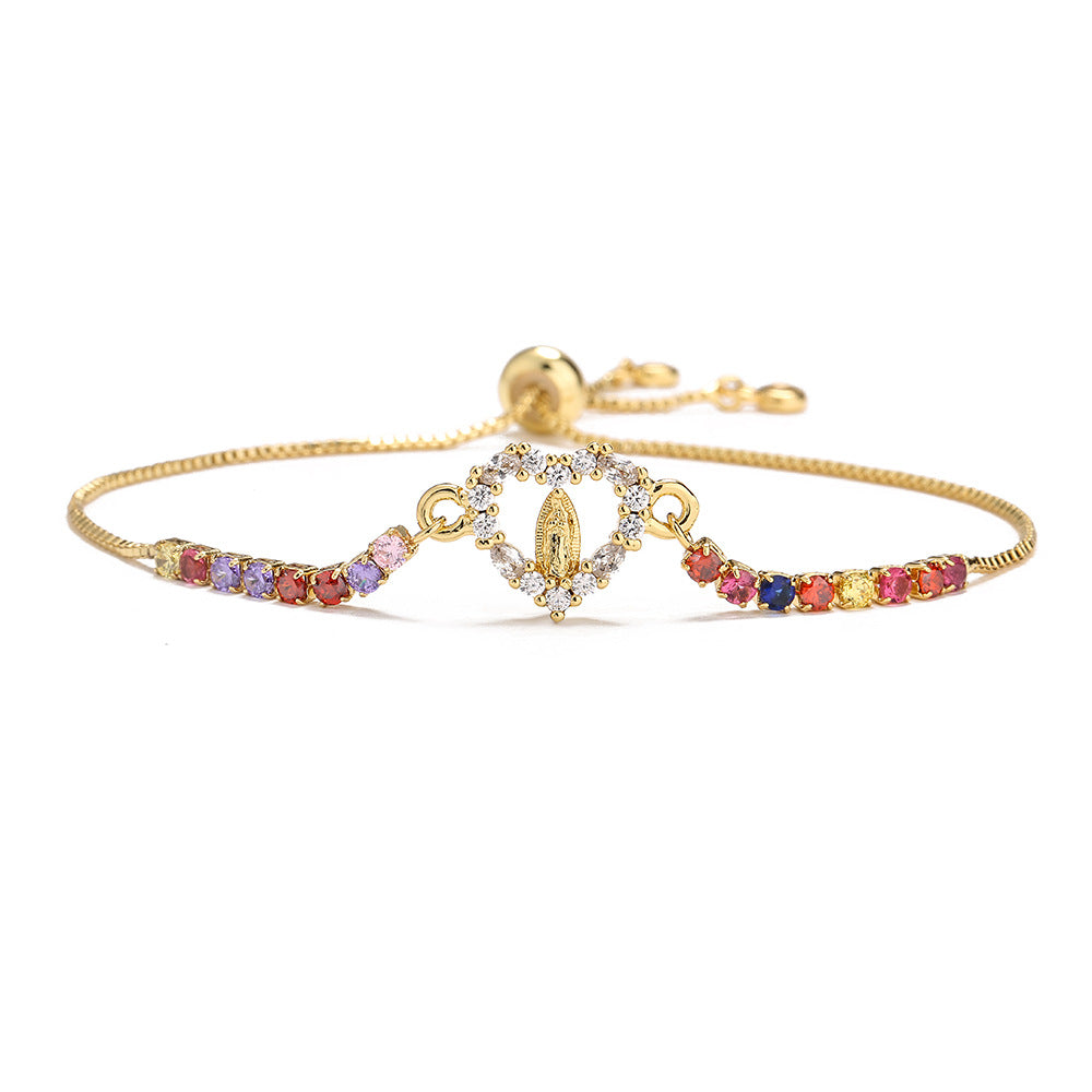 Mixed Color Zircon Geometric Charm Bracelet