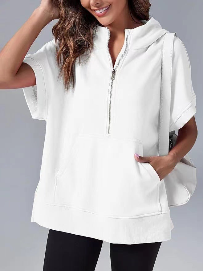 Women's Three-point Short-sleeved Hooded Sweater