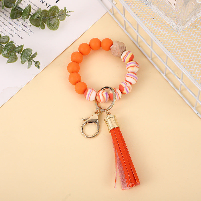 Silicone Beads Wrist Keychain Color