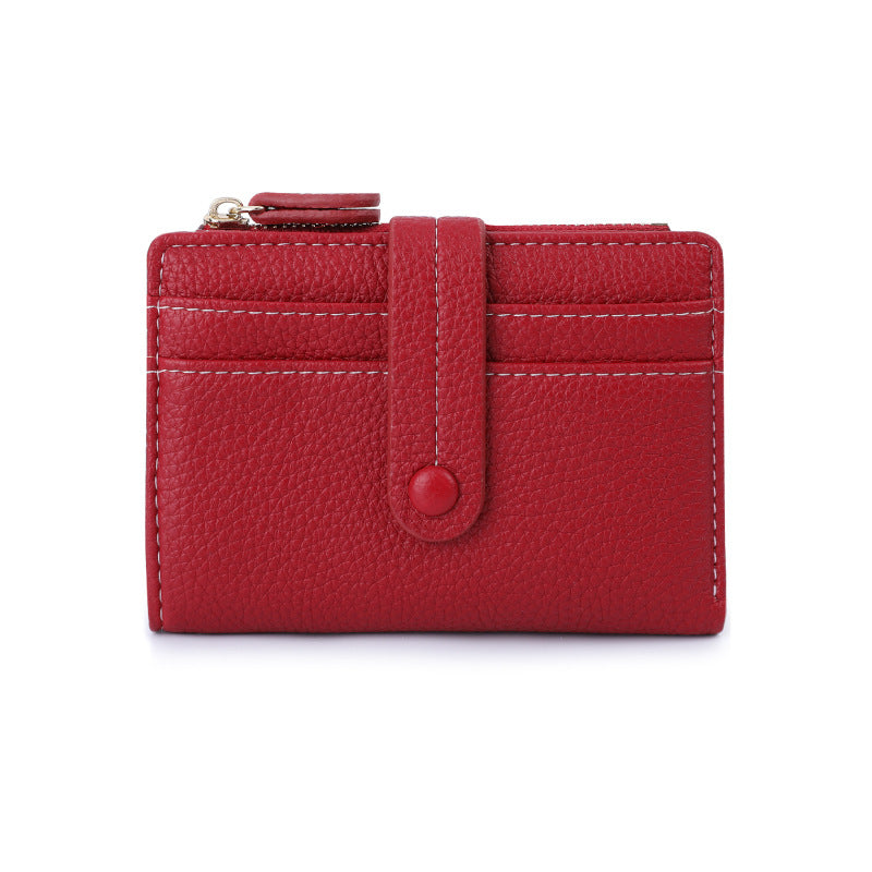 Women's Rfid Anti-theft Refreshing Multiple Card Slots Short Litchi Wallet