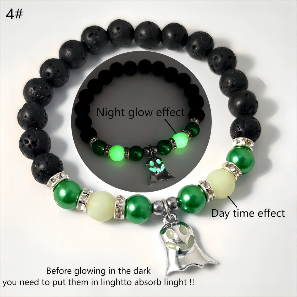 Halloween Gift Luminous Little Ghost Natural Volcano Bracelet