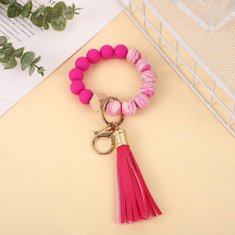 Silicone Beads Wrist Keychain Color