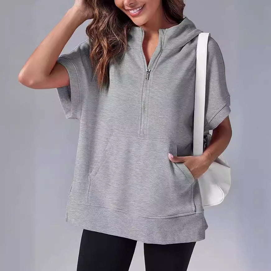 Women's Three-point Short-sleeved Hooded Sweater