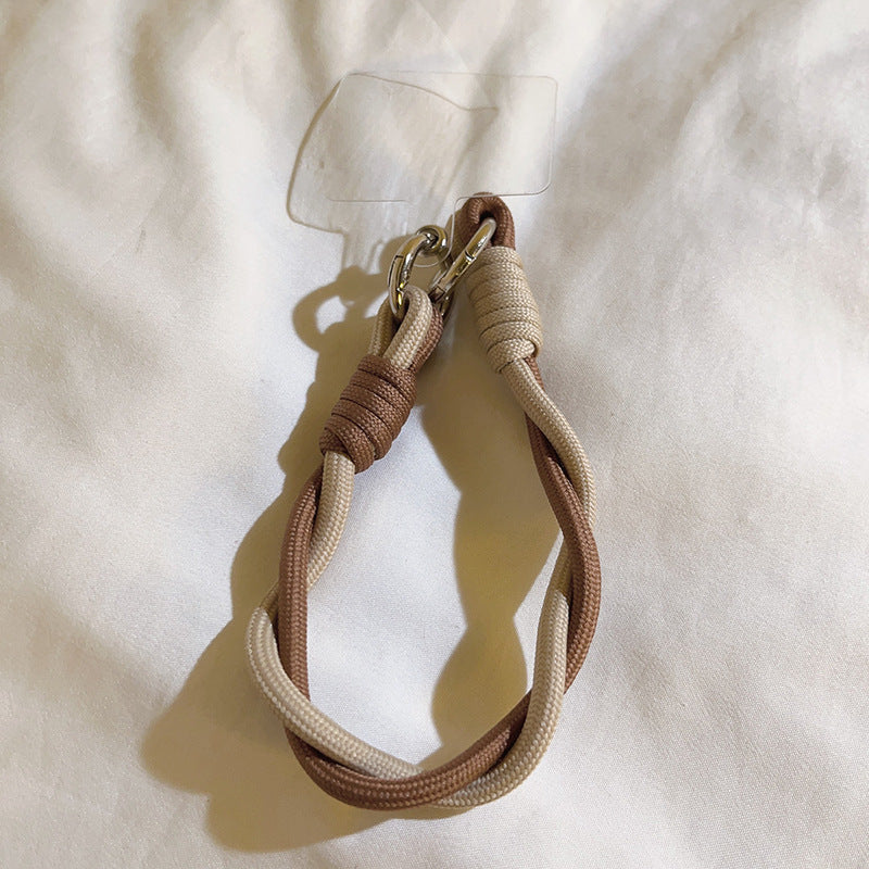 Short Braided Rope Wrist Keychain Pendant