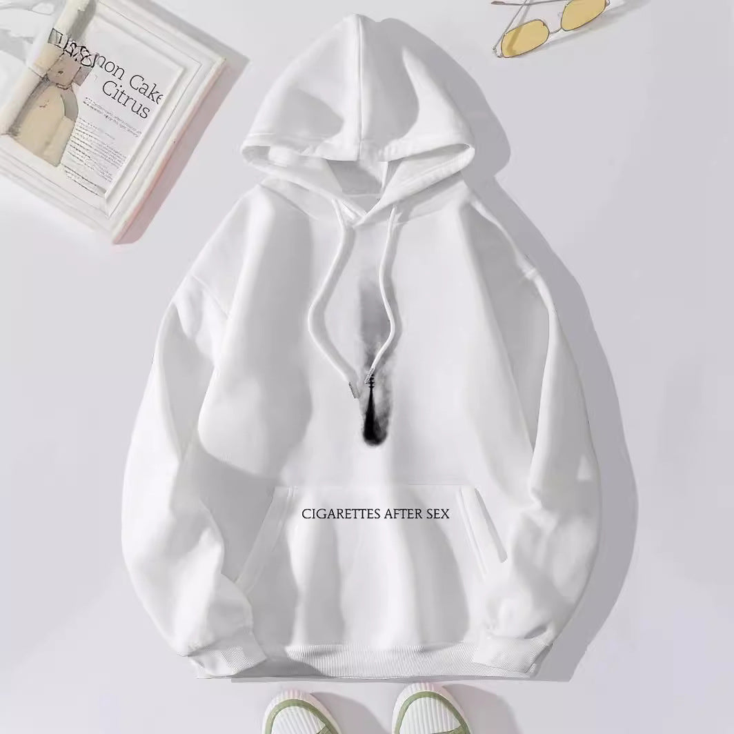 Women's Fleece-lined Letter Print Kangaroo Pocket Drawstring Printed Hoodie