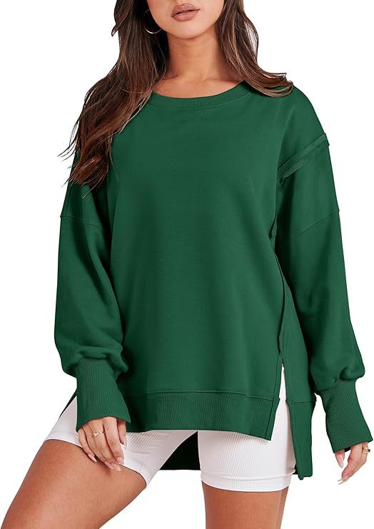 Round Neck Long Sleeve Top Female Frayed Hem Split Patchwork Sweater