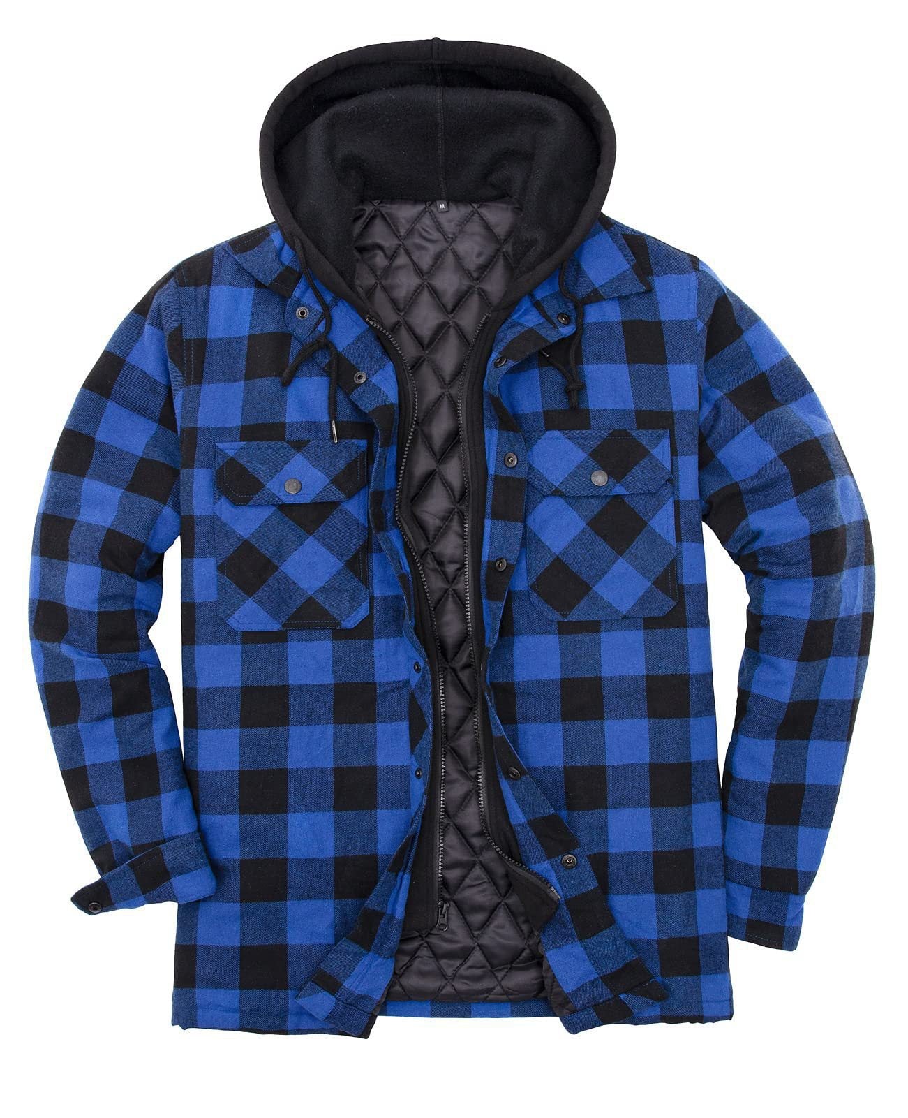 Men's Thickened Cotton-padded Plaid Long-sleeved Coat