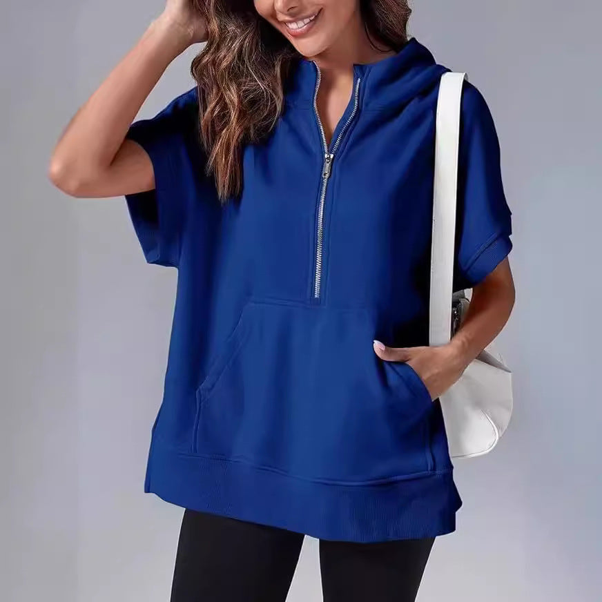 Women's Three-point Short-sleeved Hooded Sweater