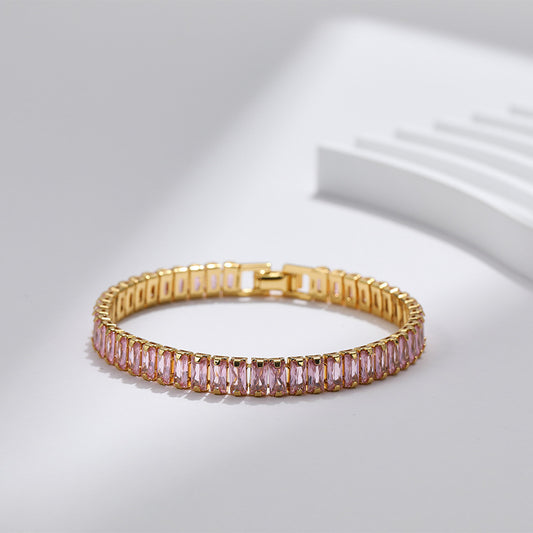 Real Gold Plating High-grade Color Zircon Exquisite Vintage Bracelet