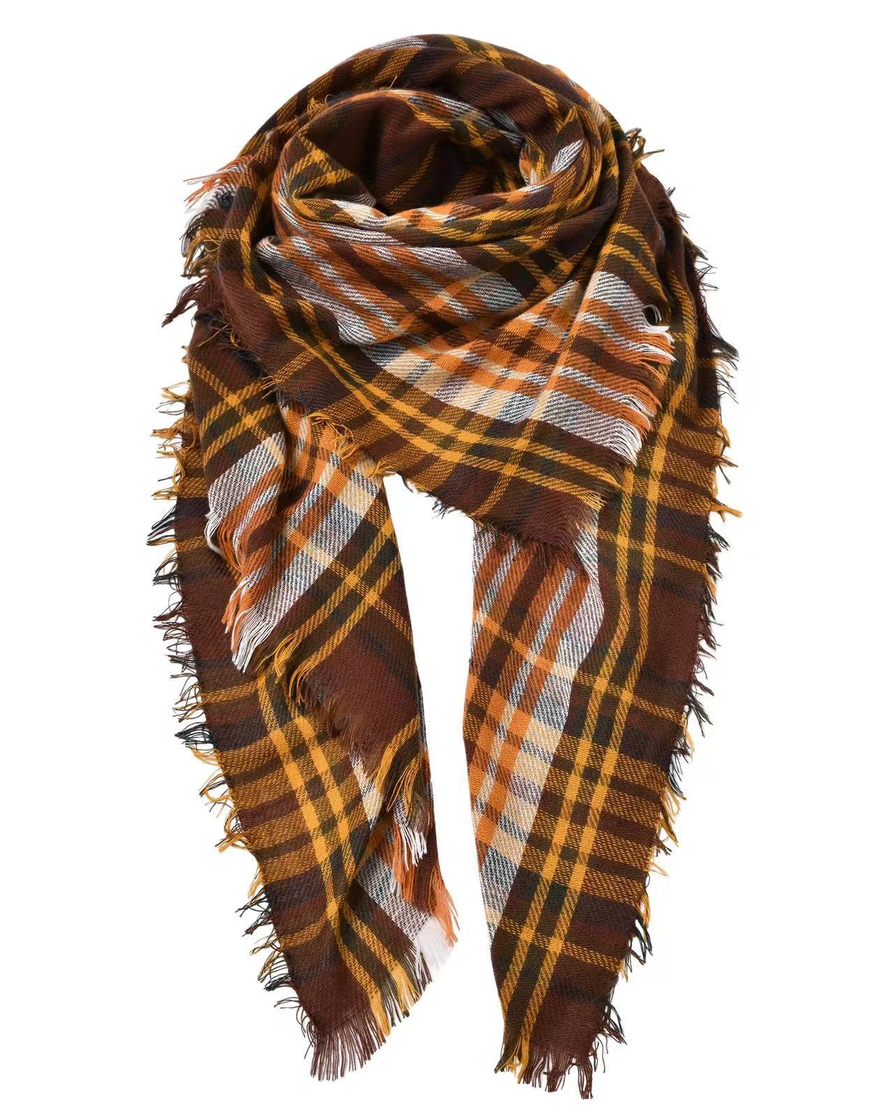 European And American Autumn And Winter 48 Plaid Square Scarf Shawl