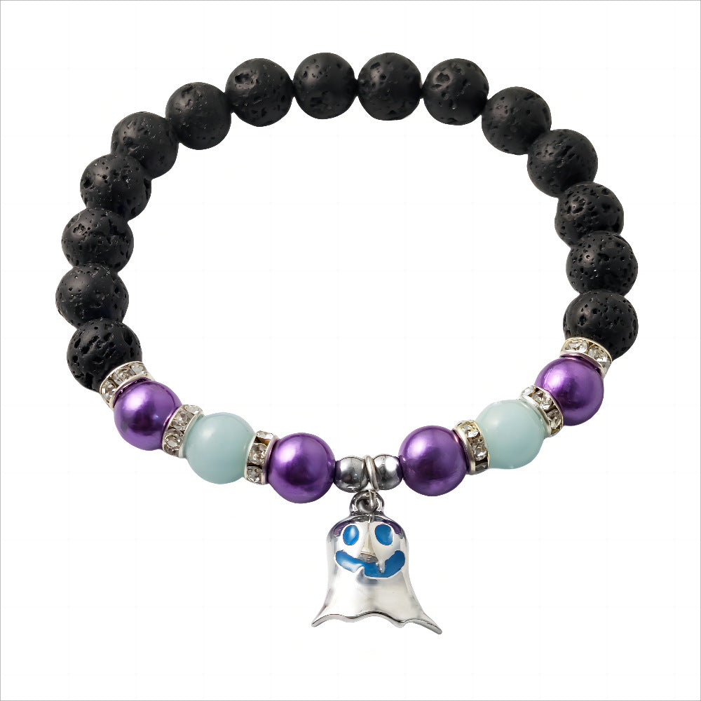 Halloween Gift Luminous Little Ghost Natural Volcano Bracelet