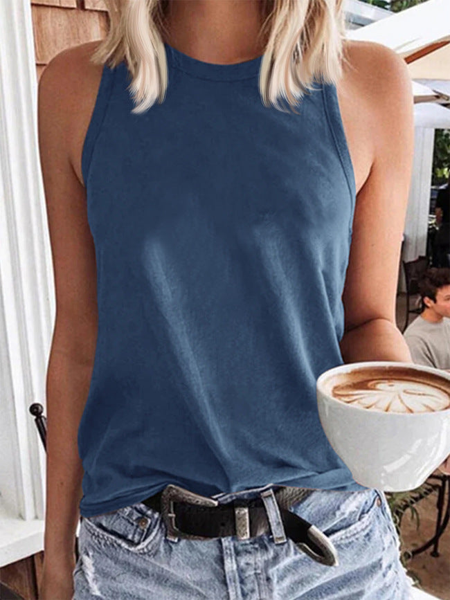 Solid Color Sleeveless Vest T-shirt