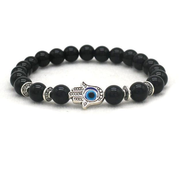 8mm Palm Eye Volcanic Stone Elastic Line Yoga Bracelet