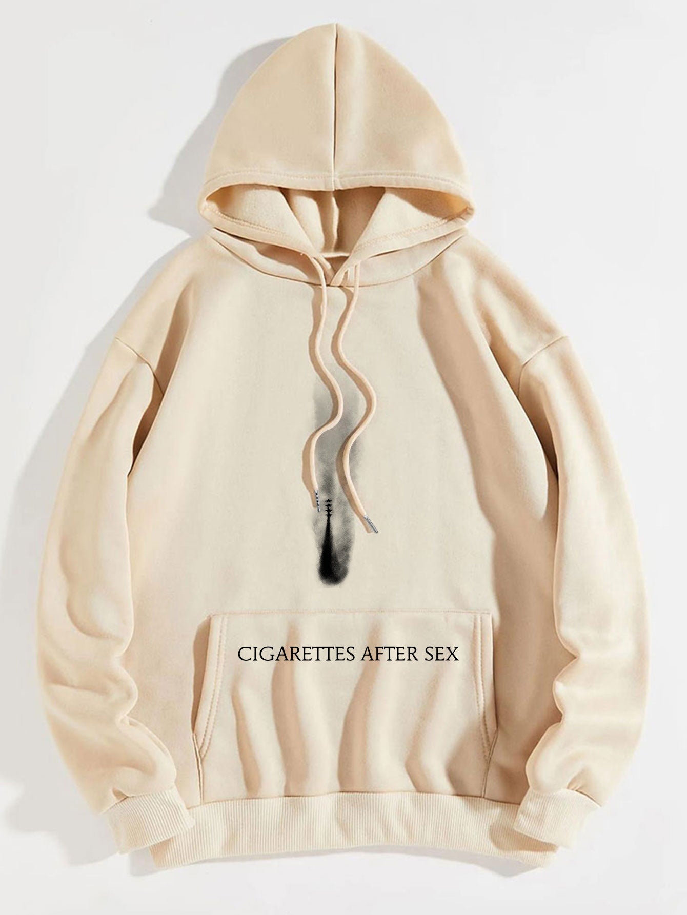 Women's Fleece-lined Letter Print Kangaroo Pocket Drawstring Printed Hoodie