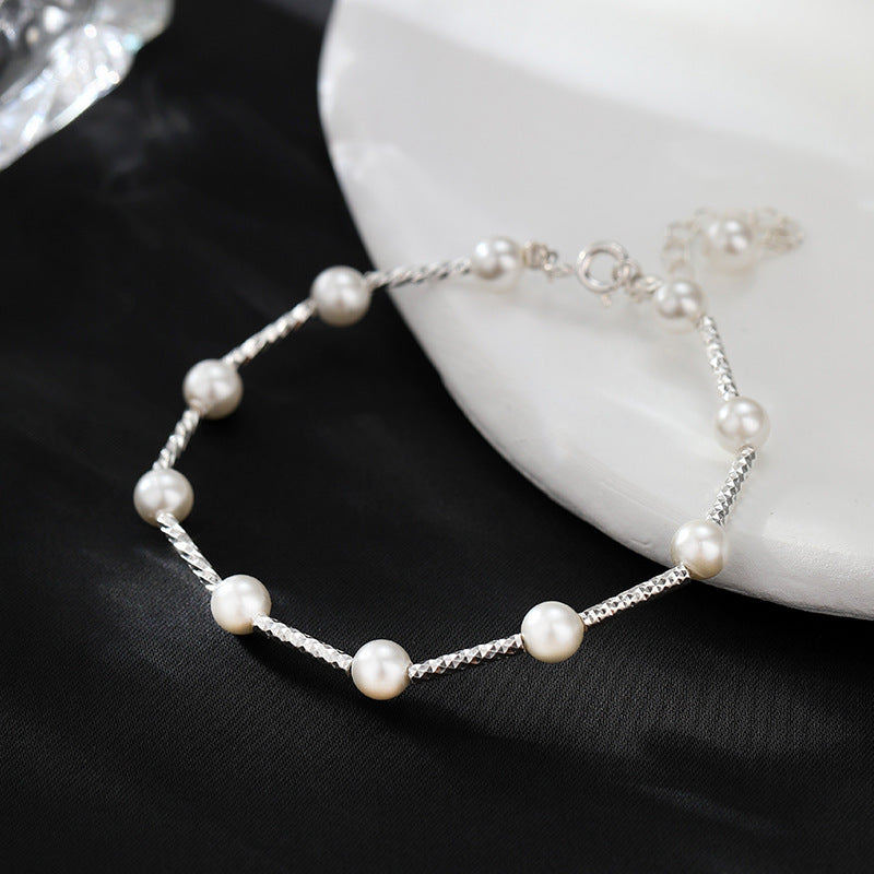 Sterling Silver Starry Silver Pearl Bracelet For Women