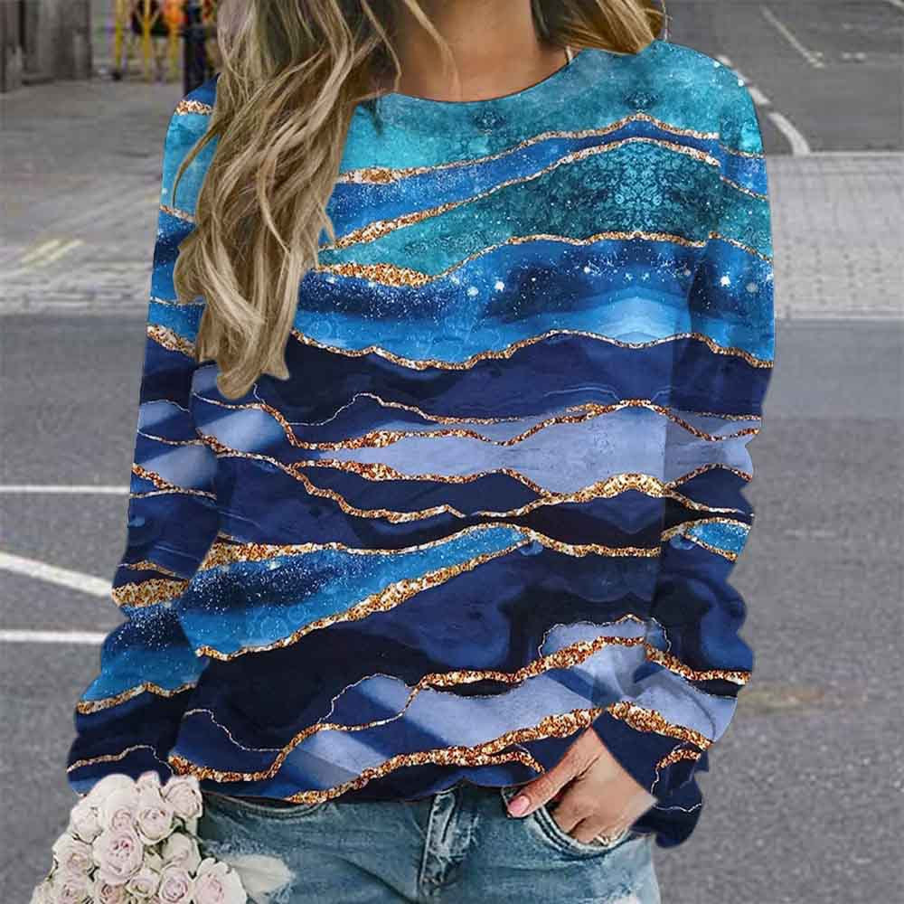 Women's Tie-dye Retro Printing 3D Digital Printing Sweater