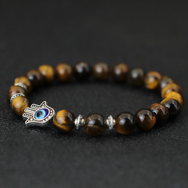 8mm Palm Eye Volcanic Stone Elastic Line Yoga Bracelet