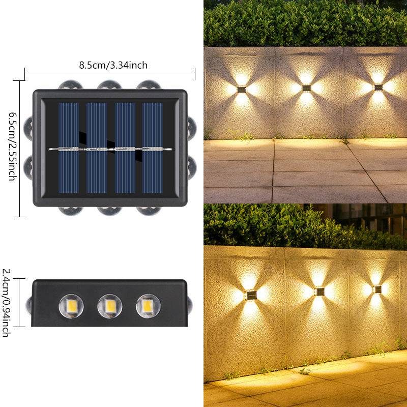 Solar Outdoor Wall Convex Mirror Wall Lamp Outdoor Courtyard Decoration Spotlight Villa Exterior Wall Garden Layout Wall Washer