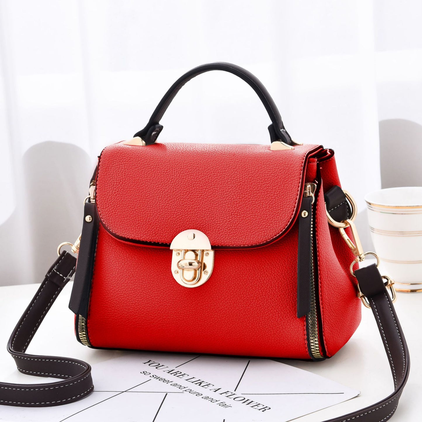 Women's Shoulder Bag European And American Fashion Lychee Pattern Portable