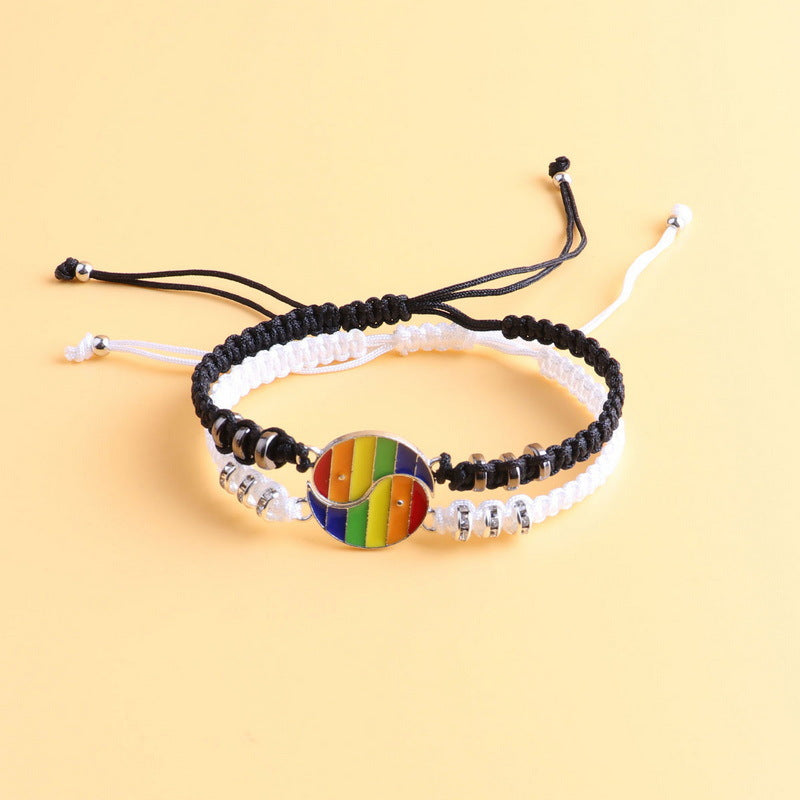 Rainbow Color Puzzle Gossip Yin And Yang Bracelet