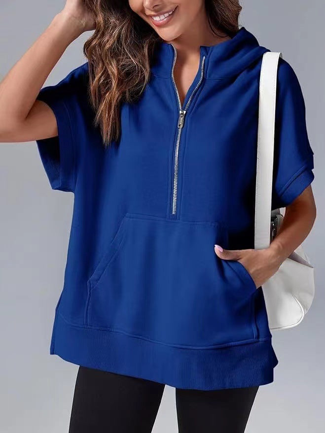 Women's Three-point Short-sleeved Hooded Sweater