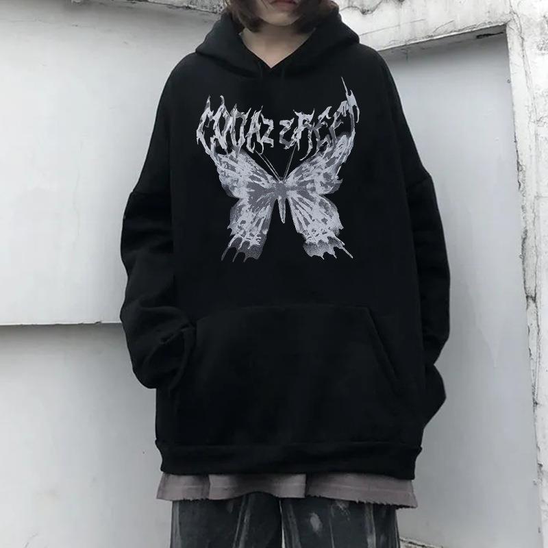 Sports Butterfly Print Hip Hop Hooded Sweater