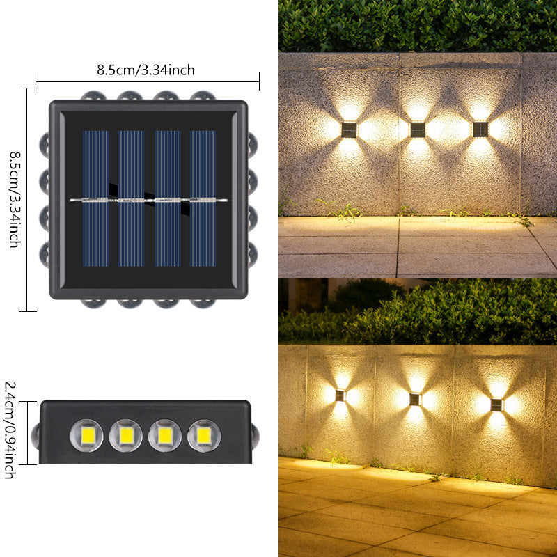 Solar Outdoor Wall Convex Mirror Wall Lamp Outdoor Courtyard Decoration Spotlight Villa Exterior Wall Garden Layout Wall Washer