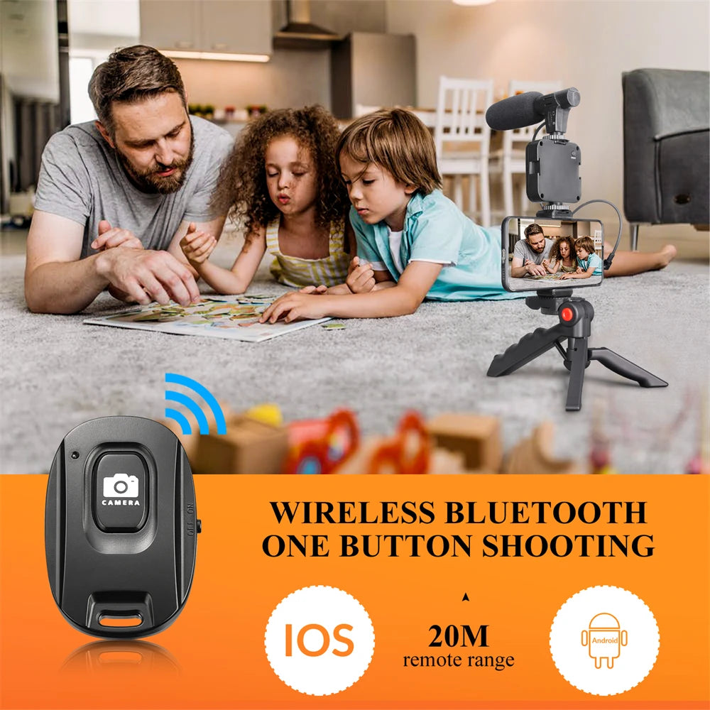 Smarthone Video Making Kit Vlog Kits with Selfie Light Tripod Phone Holder Microphone Bracket Video Recording Handle Stabilizer