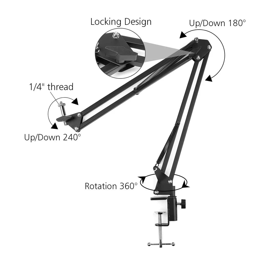 Camera Phone Tripod Table Stand with Phone Clip Ballhead Overhead Shoting Magic Arm for Smarthone Camera Video Light Live Stream