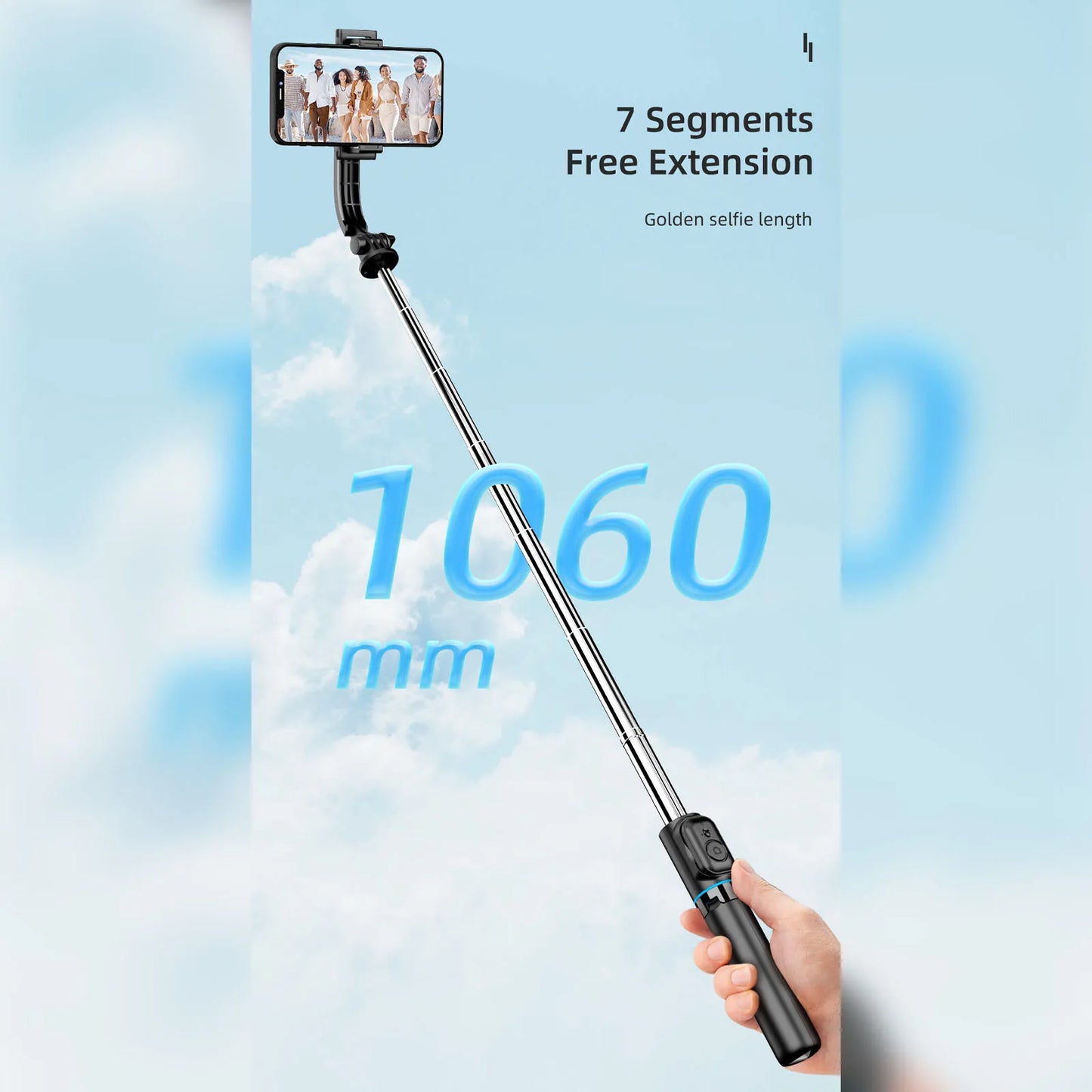 C01 Selfie Stick Tripod W/ Bluetooth Remote for Smarthone Action Camera Vlog with Detachable Phone Clip Selfie Stick Tripod