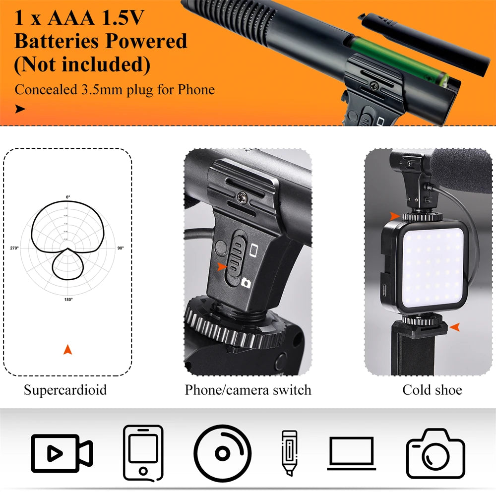 Smarthone Video Making Kit Vlog Kits with Selfie Light Tripod Phone Holder Microphone Bracket Video Recording Handle Stabilizer