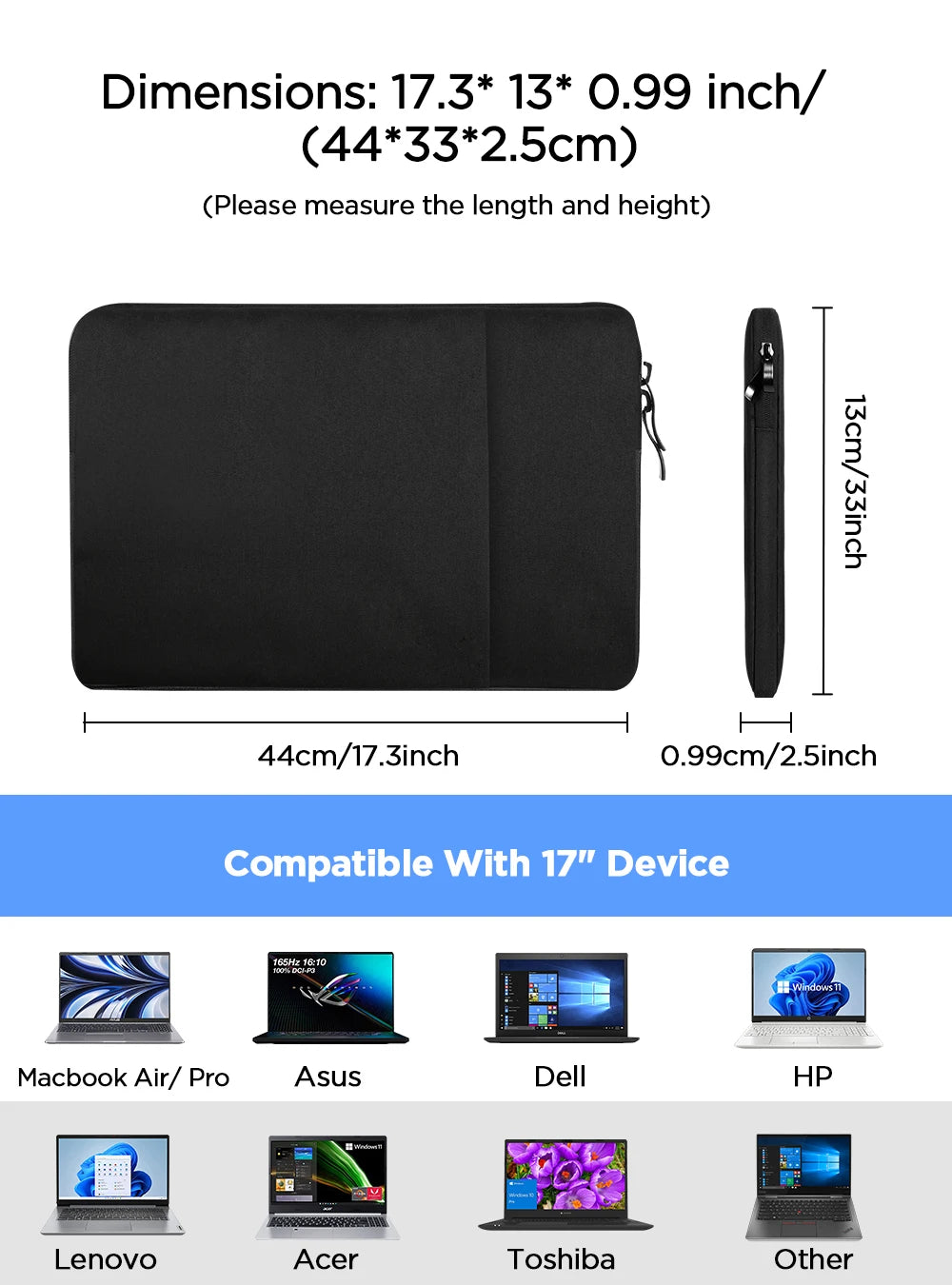 EVICIV Laptop Bag 18 17 15.6 Inch Notebook Sleeve Case for Portable Monitor Table MacBook Air Pro Thinkpad Dell Computer Bag