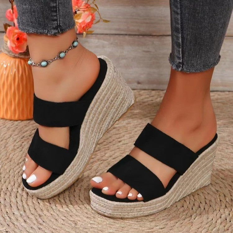 Women's Sandals Rope Bottom Wedge Slippers