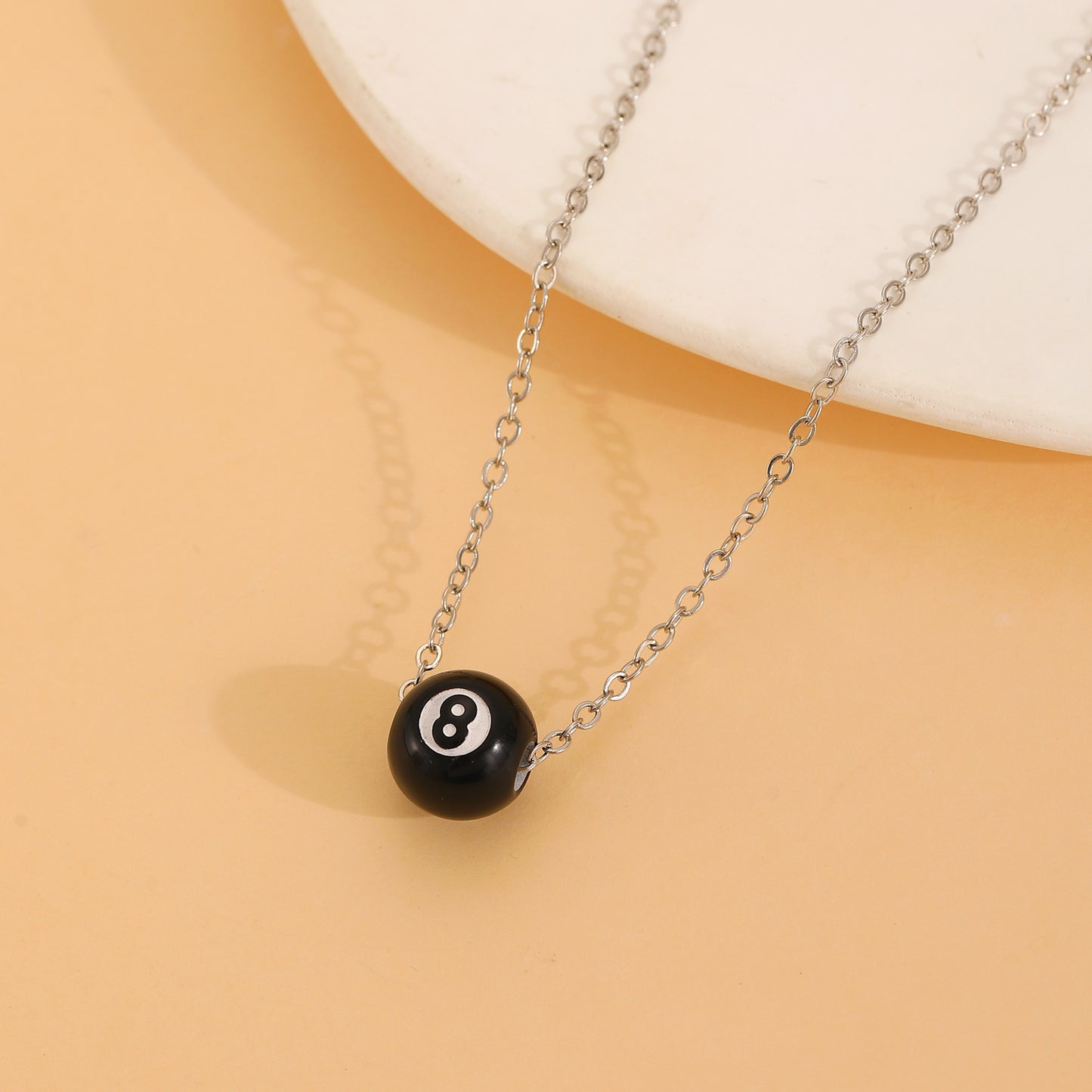 Table Tennis Black 8 Necklace Earrings Do Not Fade