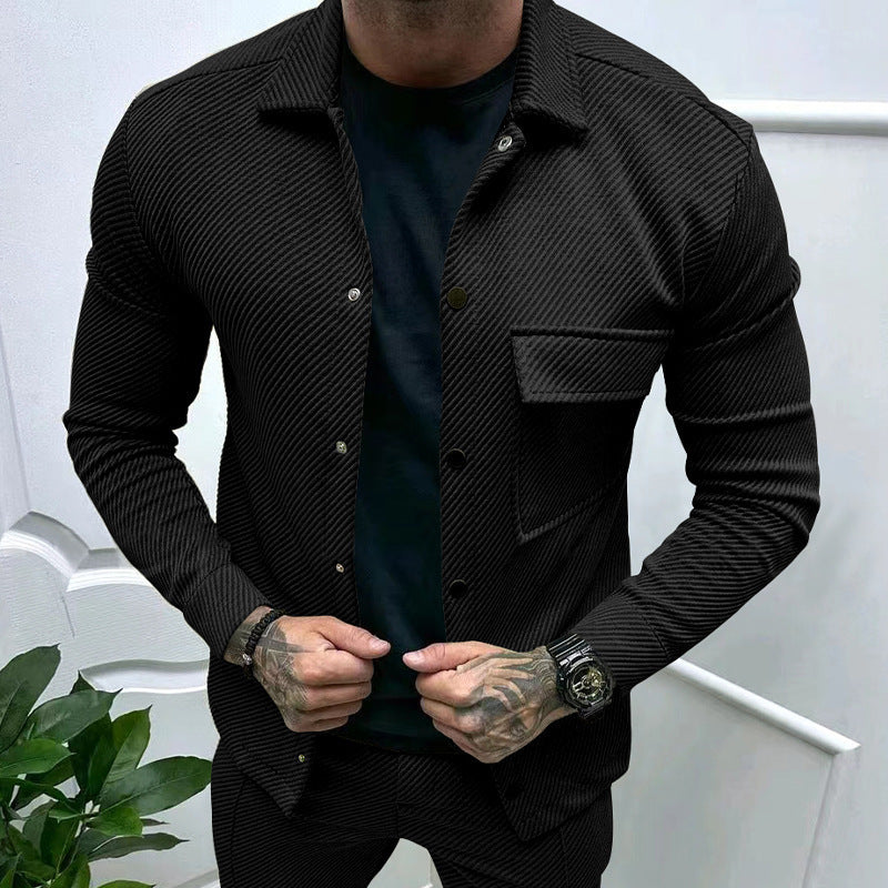 Single-breasted Solid Color Slim Jacket