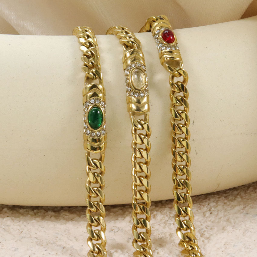 Fashion jewelry Cross-border Niche Retro Cuban Collarbone Necklace Bracelet