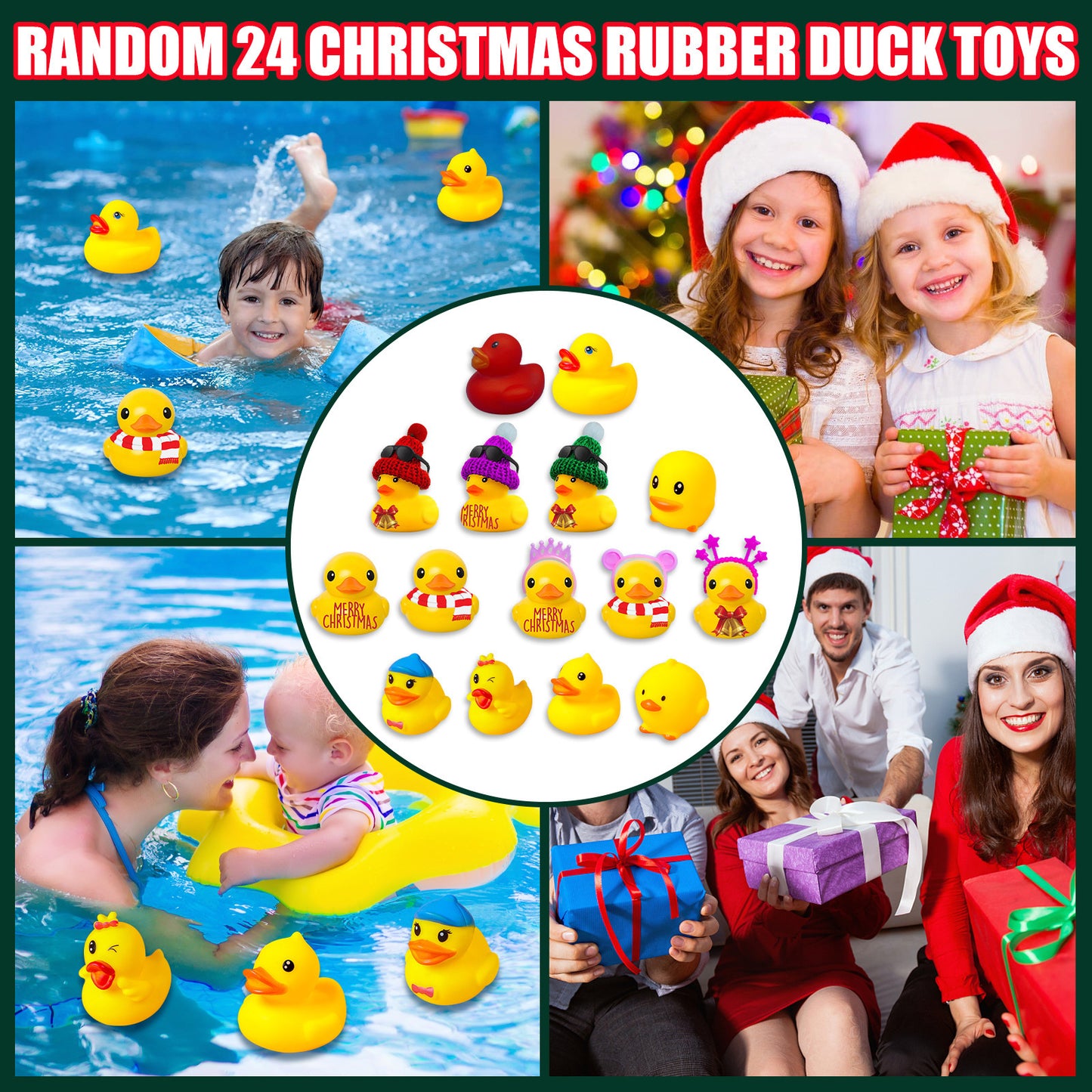 Christmas Rubber Small Yellow Duck Advent Calendar 24 Grid