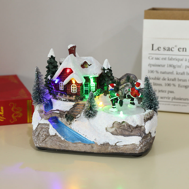 Christmas Rotating Resin Luminous Music Box Ornaments