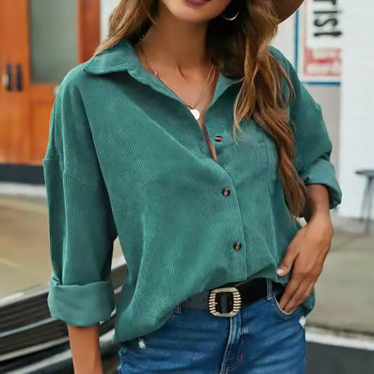 Fashion Solid Color Long Sleeve Shirt For Women