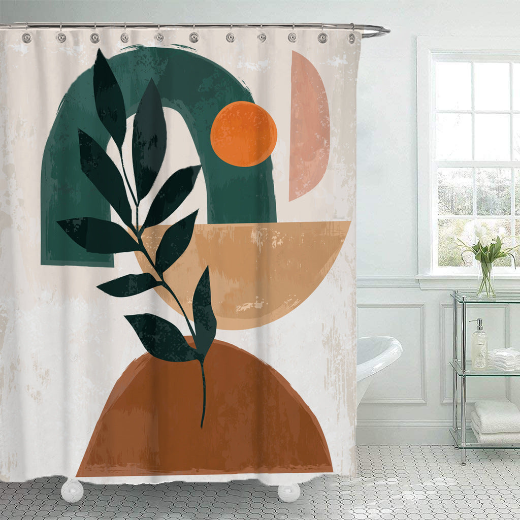 Simple Geometric Shower Curtain Bathroom Polyester Waterproof Shower