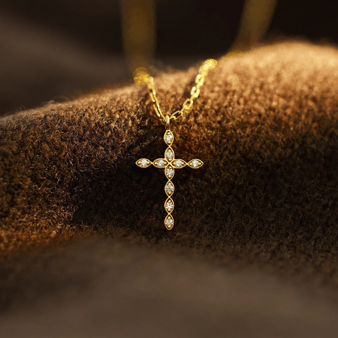 Slim Chain Geometric Necklace Simple Cross Women