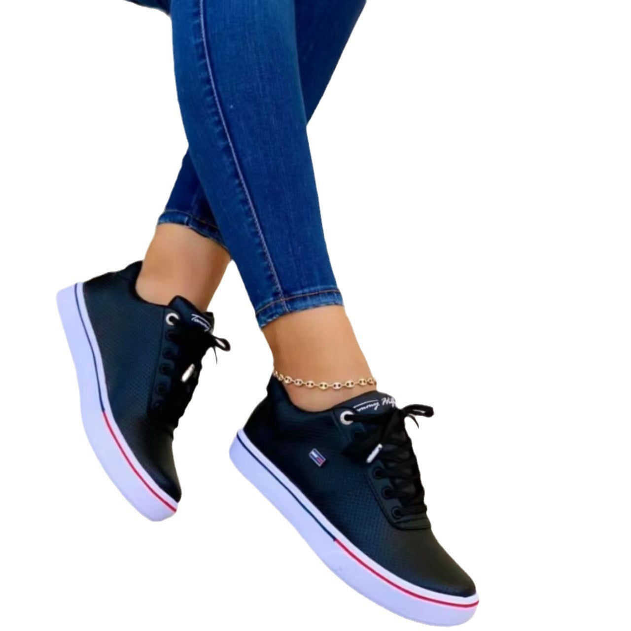 Plus Size Lace Up Casual Women's Flat Shoes