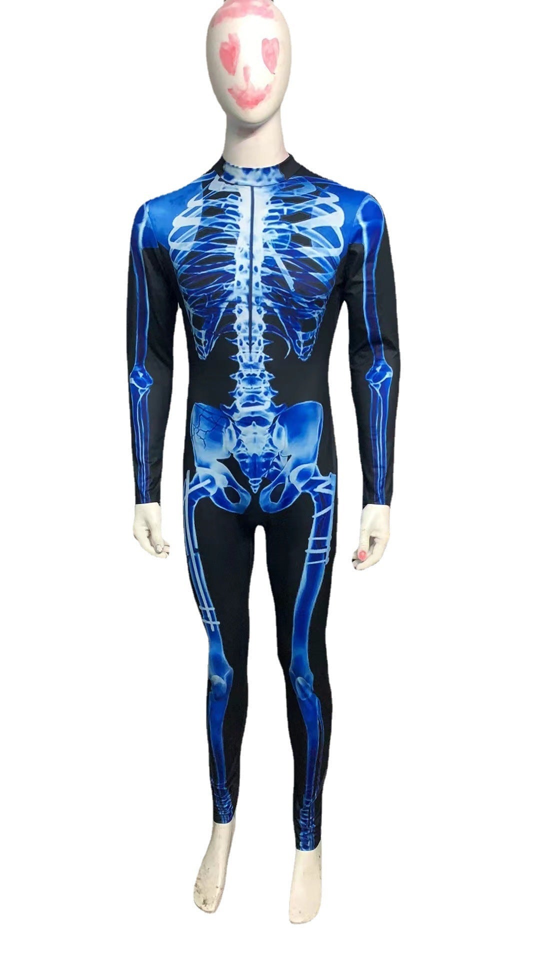 Halloween Long Sleeve Tights See-through Skeleton 3D Printed One-piece