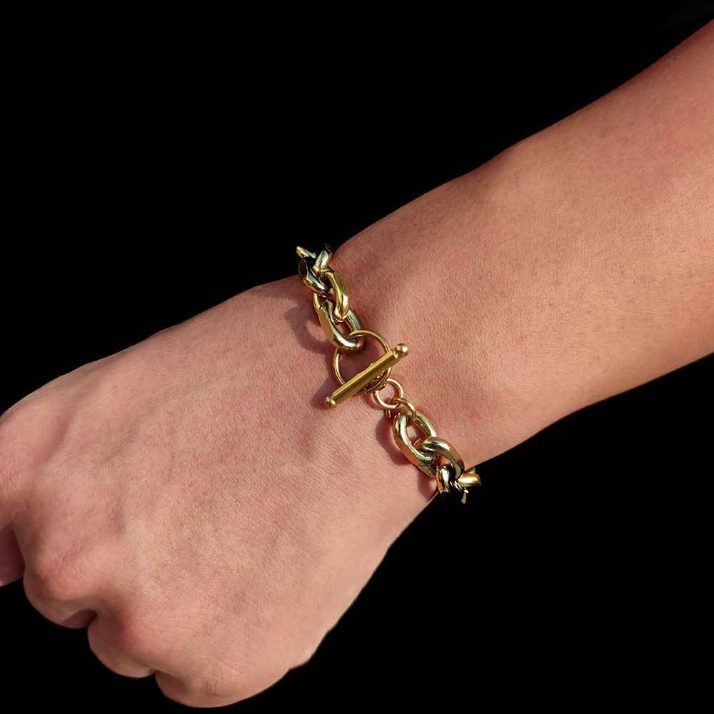 Electroplated Stainless Steel Hip-hop Titanium Steel Cross Chain O-shaped Chain Men's Bracelet