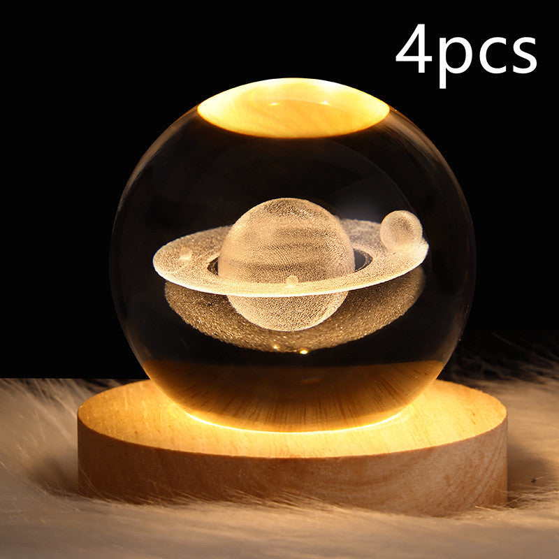 LED Night Light Galaxy Crystal Ball Table Lamp 3D Planet Moon Lamp Bedroom Home Decor For Kids Party Children Birthday Gifts