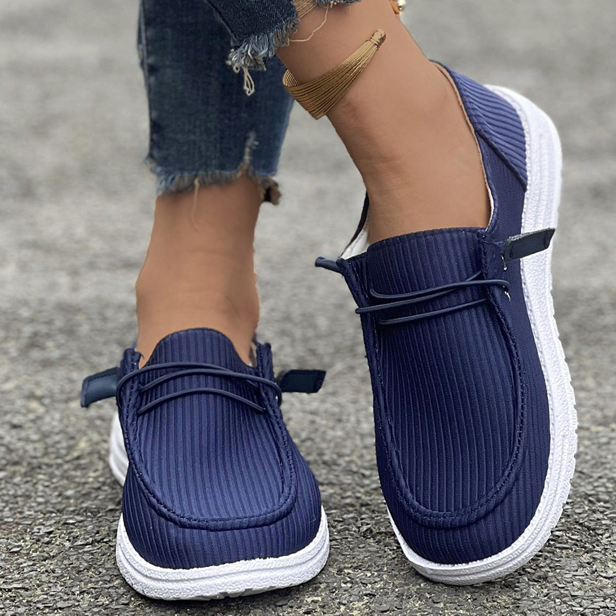 Casual Slip-on Flats Shoes Women Fashion Solid Color Loafers Lazy Shoes